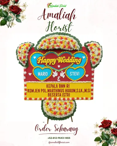 Karangan Papan Bunga Pernikahan di Bakung
